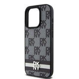 iPhone 15 Pro DKNY Ternet Mønster og Stribe Cover - Sort