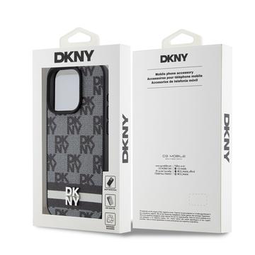 iPhone 15 Pro DKNY Ternet Mønster og Stribe Cover - Sort
