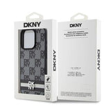 iPhone 15 Pro DKNY Ternet Mønster og Stribe Cover - Sort