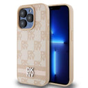 iPhone 15 Pro DKNY Ternet Mønster og Stribe Cover - Pink