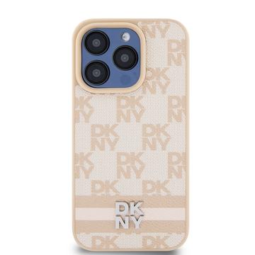 iPhone 15 Pro DKNY Ternet Mønster og Stribe Cover - Pink