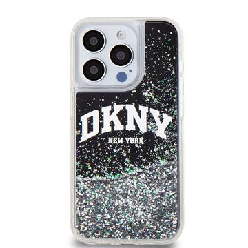 iPhone 15 Pro DKNY Liquid Glitter Arch Logo Cover - Sort