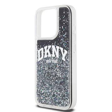 iPhone 15 Pro DKNY Liquid Glitter Arch Logo Cover - Sort
