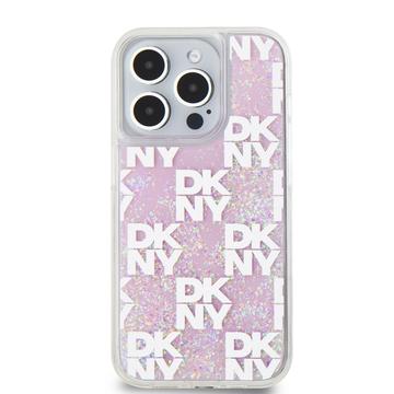 iPhone 15 Pro DKNY Liquid Glitter Ternet Mønster Cover - Pink