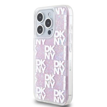 iPhone 15 Pro DKNY Liquid Glitter Ternet Mønster Cover - Pink