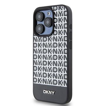 iPhone 15 Pro DKNY Repeat Pattern Bottom Stripe Cover - MagSafe-kompatibel - Sort