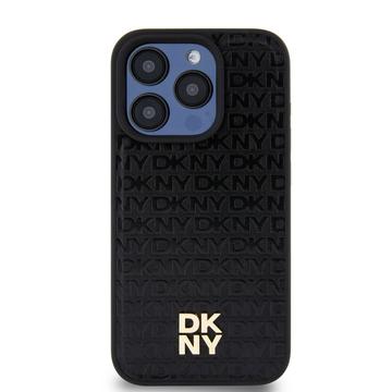 iPhone 15 Pro DKNY Repeat Pattern Stack Logo Cover - MagSafe-kompatibel - Sort