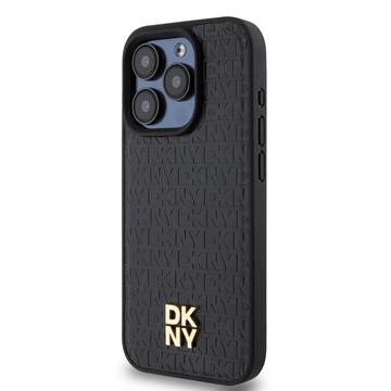 iPhone 15 Pro DKNY Repeat Pattern Stack Logo Cover - MagSafe-kompatibel - Sort