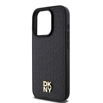 iPhone 15 Pro DKNY Repeat Pattern Stack Logo Cover - MagSafe-kompatibel - Sort