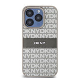 iPhone 15 Pro DKNY Repeat Pattern Tonal Stripe Cover - Beige