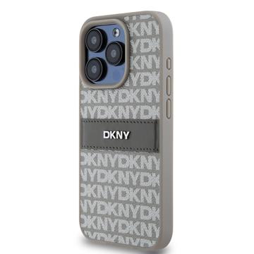 iPhone 15 Pro DKNY Repeat Pattern Tonal Stripe Cover - Beige