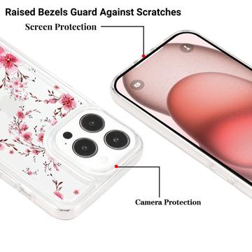 iPhone 15 Pro Fashion TPU Cover - lyserøde blomster