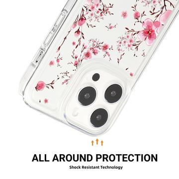 iPhone 15 Pro Fashion TPU Cover - lyserøde blomster