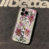 iPhone 15 Pro TPU Cover med Blomstermønster - Lyserød lilje