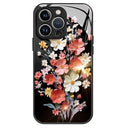 iPhone 15 Pro Blomsterbuket Hybrid Cover - Sort