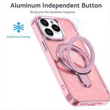 iPhone 15 Pro Glitter Hybrid Cover med Kickstand - MagSafe-kompatibel - Pink