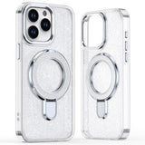 iPhone 15 Pro Glitter Hybrid cover med kickstand - MagSafe-kompatibel - Gennemsigtig