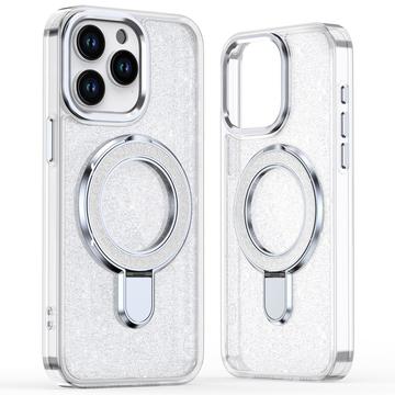 iPhone 15 Pro Glitter Hybrid cover med kickstand - MagSafe-kompatibel - Gennemsigtig