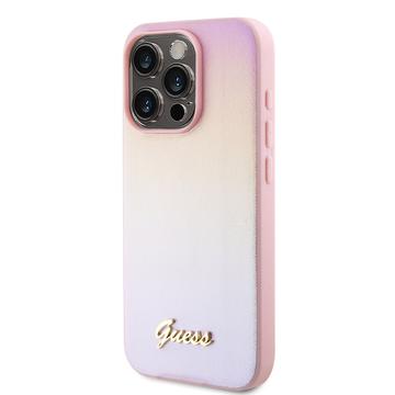iPhone 15 Pro Guess Iridescent Metal Script Hybrid Cover - Pink