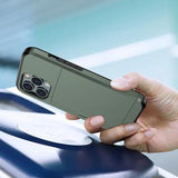 iPhone 15 Pro Hybrid Cover med Glidende Kortslot - Army Grøn