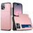 iPhone 15 Pro Hybrid Cover med Glidende Kortslot - Rødguld