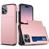 iPhone 15 Pro Hybrid Cover med Glidende Kortslot - Rødguld