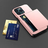 iPhone 15 Pro Hybrid Cover med Glidende Kortslot - Rødguld