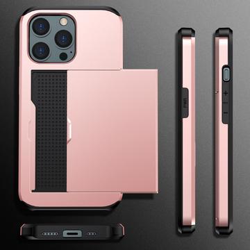 iPhone 15 Pro Hybrid Cover med Glidende Kortslot - Rødguld