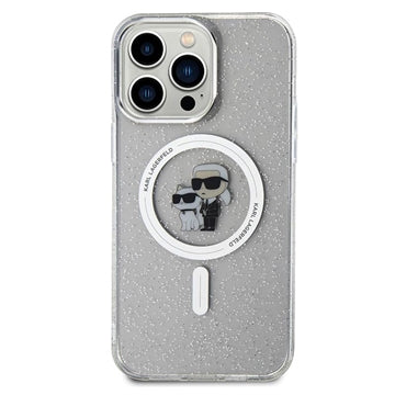 iPhone 15 Pro Karl Lagerfeld IML Glitter Karl & Choupette MagSafe Cover - Klar