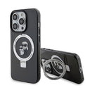iPhone 15 Pro Karl Lagerfeld Ringstand Karl & Choupette Mag Case - Sort