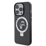 iPhone 15 Pro Karl Lagerfeld Ringstand Karl & Choupette Mag Case - Sort