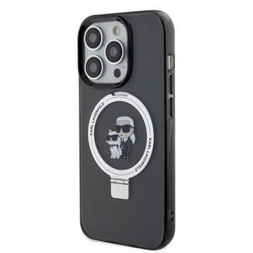 iPhone 15 Pro Karl Lagerfeld Ringstand Karl & Choupette Mag Case - Sort