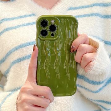 iPhone 15 Pro Max 3D Lineær Bølgetaske - Grøn