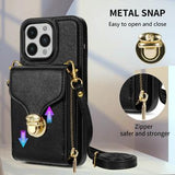 iPhone 15 Pro Max Alt-i-et cover med pung og rem - Sort