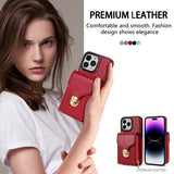 iPhone 15 Pro Max Alt-i-et cover med pung og rem - rød