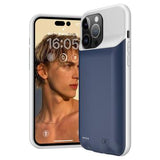 iPhone 15 Pro Max Backup Battericover - 8500mAh - Mörkblå / Grå