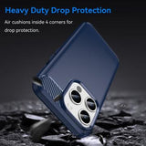 iPhone 15 Pro Max Børstet TPU Cover - Karbonfiber - Blå
