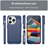 iPhone 15 Pro Max Børstet TPU Cover - Karbonfiber - Blå