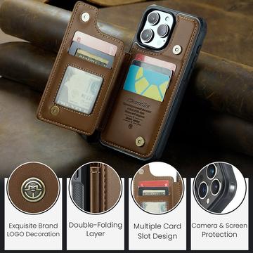 iPhone 15 Pro Max Caseme C22-etui RFID-kortpung - brun