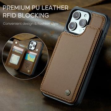 iPhone 15 Pro Max Caseme C22-etui RFID-kortpung - brun