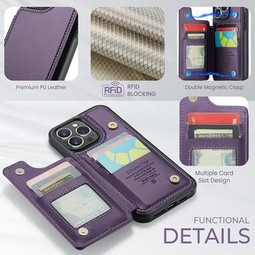 iPhone 15 Pro Max Caseme C22-etui RFID-kortpung - lilla