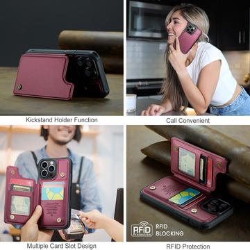 iPhone 15 Pro Max Caseme C22-etui RFID-kortpung - rød