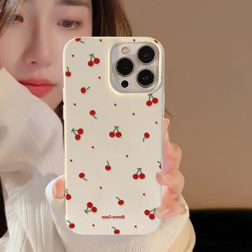 iPhone 15 Pro Max TPU-cover med kirsebærmønster - Hvid
