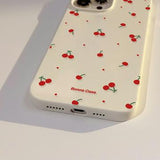 iPhone 15 Pro Max TPU-cover med kirsebærmønster - Hvid