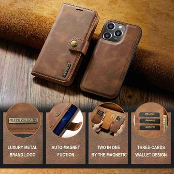 iPhone 15 Pro Max DG.Ming Læderpung med Aftageligt Cover - Brun