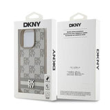iPhone 15 Pro Max DKNY Ternet Mønster og Stribe Cover - Beige