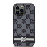 iPhone 15 Pro Max DKNY Ternet Mønster og Stribe Cover - Sort