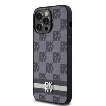 iPhone 15 Pro Max DKNY Ternet Mønster og Stribe Cover - Sort