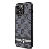 iPhone 15 Pro Max DKNY Ternet Mønster og Stribe Cover - Sort
