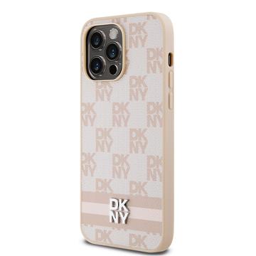 iPhone 15 Pro Max DKNY Ternet Mønster og Stribe Cover - Pink